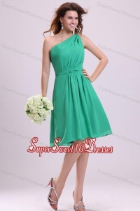 Turquoise Dama Dress for Quinceanera with Bowknot and Ruching A-line One Shoulder