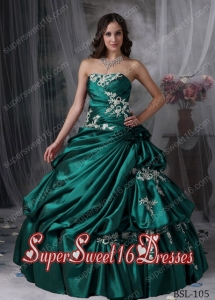Ball Gown Strapless Taffeta 2013 Sweet 16 Dresses with Appliques
