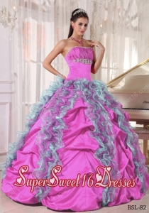 Ball Gown Strapless Organza and Taffeta Beading and Ruffles 2013 Sweet 16 Dresses