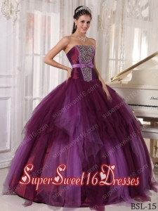 Ball Gown Strapless Tulle 2013 Sweet 16 Dresses with Beading