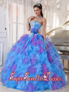 Ball Gown Sweetheart Appliques and Ruffles Organza 2013 Sweet 16 Dresses
