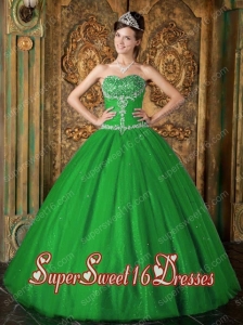 A-Line Sweetheart Beading Tulle Quinceanera Dress in Green
