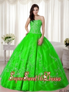 15th Birthday Party Dresses with Beading and Embroidery in Spring Green