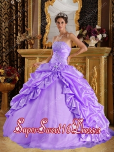 Beading Lavender Ball Gown Taffeta and Tulle Quinceanera Dress