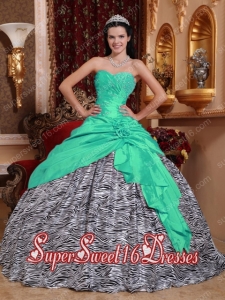 Beautiful Apple Green Ball Gown Sweetheart Floor-length Taffeta and Zebra Beading New Style Sweet 16 Dresses