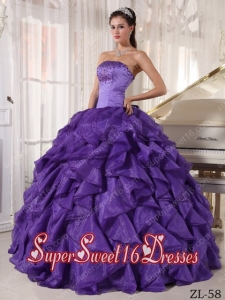 Cheap Purple Ball Gown Satin and Organza Beading 15th Birthday Party Dresses