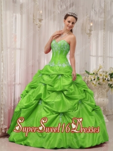Pick Ups Ball Gown Sweetheart Taffeta Appliques Military Ball Dress in Spring Green