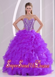 Sweetheart Beading Ruffle Sweet Sixteen Dress Discount Ball Gown 2014