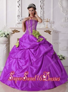 Taffeta Ball Gown Strapless Beading and Hand Made Flowers Military Ball Dress