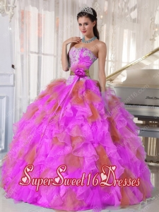 Beautiful Ball Gown Sweetheart Organza Perfect Sweet 16 Dress with Appliques and Ruffles