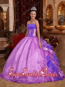Beautiful Purple Ball Gown Strapless With Organza Embroidery And New Style For Sweet 16 Dresses