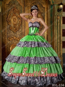 Sweet Sixteen Dress 2014 Discount Muti-color Ball Gown Ruffles Zebra
