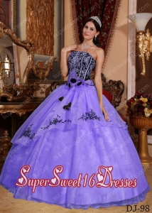 Plus Size In Colourful Strapless Floor-length Embroidery For Sweet 16 Dresses