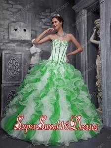 Colorful Popular Ball Gown Sweetheart Taffeta and Organza Appliques Sweet 16 Dresses