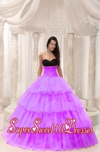 Sweetheart Taffeta and Organza Beaded Ball Gown Popular Sweet 16 Dresses with Ruffled Layers