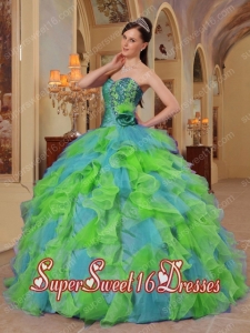 Pretty Clorful Ball Gown Sweetheart Ruffles Organza Quinceanera Dresses