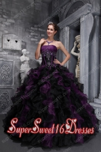 Strapless Popular Taffeta and Organza Appliques and Ruffles Multi-color Sweet 16 Dresses