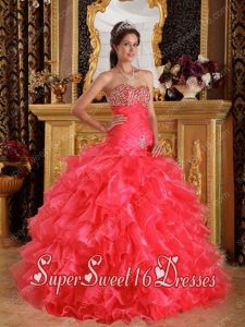 Exclusive Ball Gown Sweetheart With Floor-length Organza Beading Sweet 16 Ball Gowns