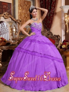 Purple Ball Gown Simple Sweetheart Floor-length Taffeta Appliques Sweet Sixteen Dresses