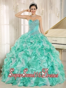 Beading and Ruffles Sweetheart Custom Made For 2013 Sweet Fifteen Dress in Multi-Colour