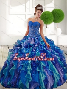 Delicate Sweetheart 2015 Quinceanera Gown with Appliques and Ruffles