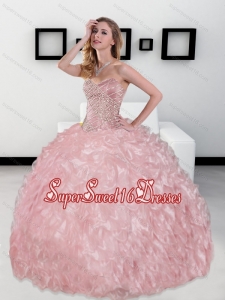 2015 Luxurious Sweetheart Military Ball Dresses with Beading and Ruffles