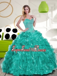 New Style Sweetheart Beading and Ruffles Military Ball Dresses for 2015