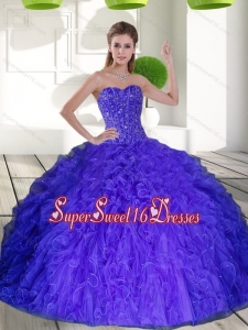 2015 Modest Sweetheart Sweet Sixteen Dresses with Beading and Ruffles