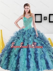 2015 Perfect Sweetheart Sweet Fifteen Dresses with Appliques and Ruffles