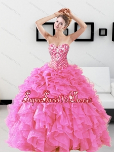 Classical Beading and Ruffles Sweetheart Sweet Fifteen Dresses for 2015