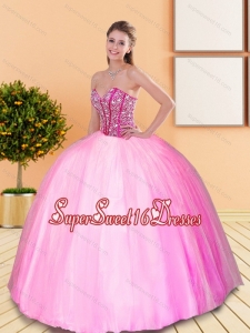 Modest Beading Sweetheart Sweet Sixteen Dresses for 2015 Spring