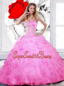 Luxurious Beading and Ruffles Sweetheart Sweet Fifteen Dresses for 2015