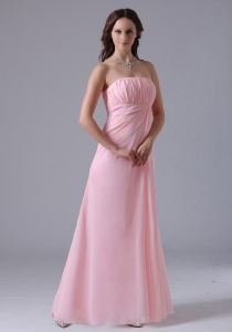 Baby Pink Ruched Decorate Simple Sweet 16 Dama Dresses With Floor-length In 2013