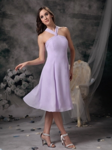 Lilac Empire V-neck Mini-length Chiffon Dama Dresses for Sweet 16 Quinceanera