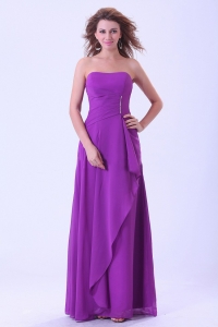 Purple Dama Dress Strapless Chiffon Floor-length