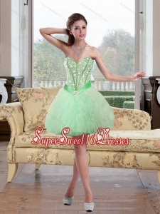 2015 Inexpensive Beading and Ruffles Quinceanera Dama Dress in Apple Green
