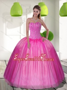 2015 New Style Beading Sweetheart Ball Gown Sweet 16 Dresses