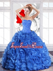 2015 New Style Ball Gown Sweet 16 Dresses with Beading and Ruffles