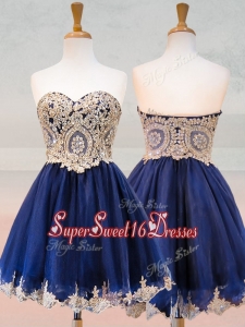 Fashionable Organza Applique with Beading Dama Dress in Royal Blue