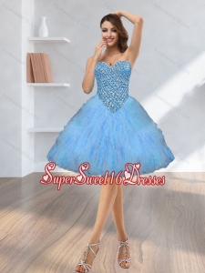2015 Perfect Beading and Ruffles Dama Dress with Sweetheart
