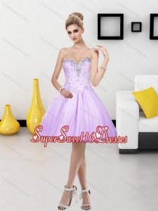 Wonderful Tulle Beading Short Sweetheart 2015 Dama Dress