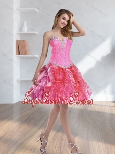 2015 New Style Beading and Ruffles Multi Color Dama Dresses