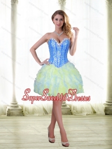 Romantic 2015 Beading and Ruffles Short Quinceanera Dama Dresses with Sweetheart