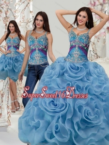 2015 Luxurious Appliques and Rolling Flowers Quinceanera Dresses in Multi Color