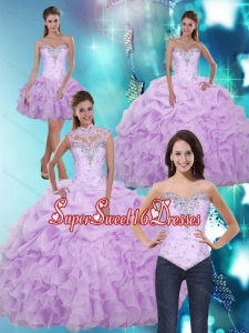 2015 Latest Sweetheart Sweet Fifteen Dresses with Beading and Ruffles