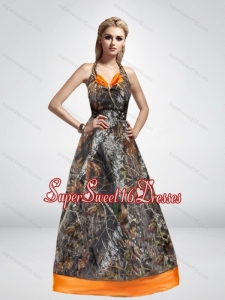 2015 Spring Elegant A Line Halter Top Camo Dama Dresses