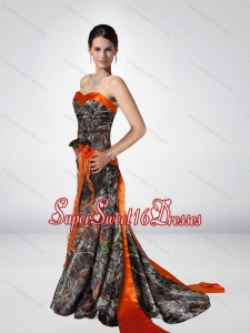 Luxurious Column Strapless Camo Quinceanera Dama Dresses with Hand Made