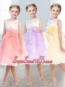 Beautiful Scoop Tulle Little Girl Pageant Dress with Hand Made Flowers and Ruffles