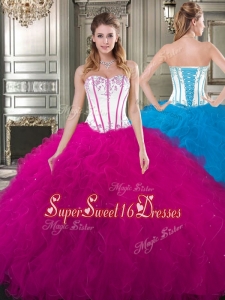 Exquisite Really Puffy Tulle Cheap Sweet Sixteen Dress with Beading and Ruffles
