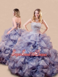 Romantic Beaded and Bubble Big Puffy Perfect Sweet 16 Dress in Lavender